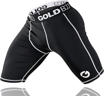 Gold BJJ Jiu Jitsu Compression Shorts - Base Layer for Gi and No-Gi Grappling - Martial Arts Short