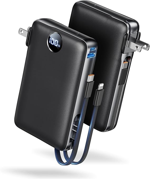 Portable Charger Power Bank 50000mAh Massive Capacity with Wall Plug Black