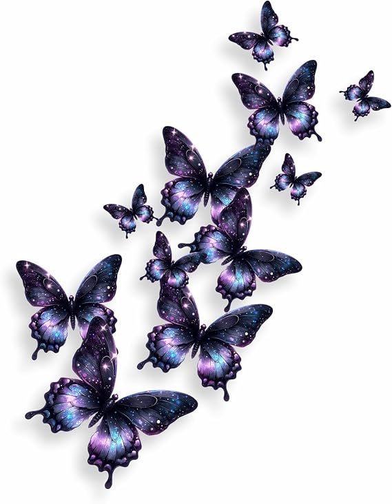 Midnight Violet Butterfly Vinyl Decal Stickers, Cover Marks, Wall Art Decor
