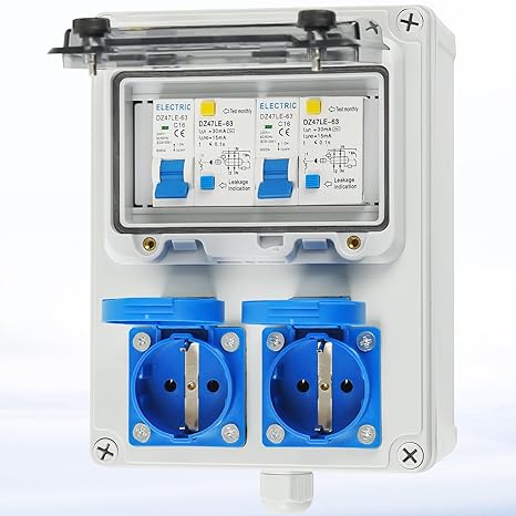 Warmfay Construction Power Distribution Pre-Wired 2x 230 V Schuko IP67 Waterproof