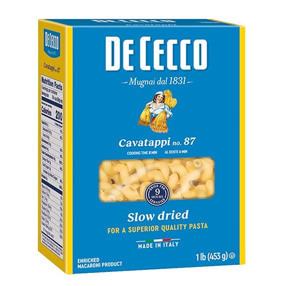De Cecco Cavatappi No. 87 Pasta, 16 Oz, Authentic, Slow Dried, Made with Durum Wheat, Versatile Pasta for Sauces & Recipes, Made in Italy