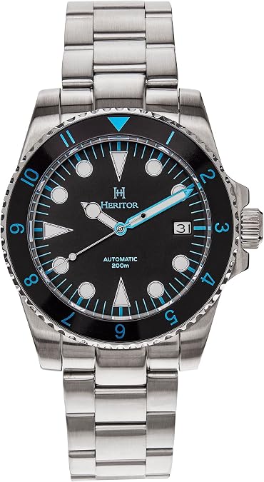 HERITOR Luciano Automatic Watch for Men 41mm Men's Dive Watch with Japanese Automatic Movement, 316L Stainless Steel Case, Stainless Steel Bracelet