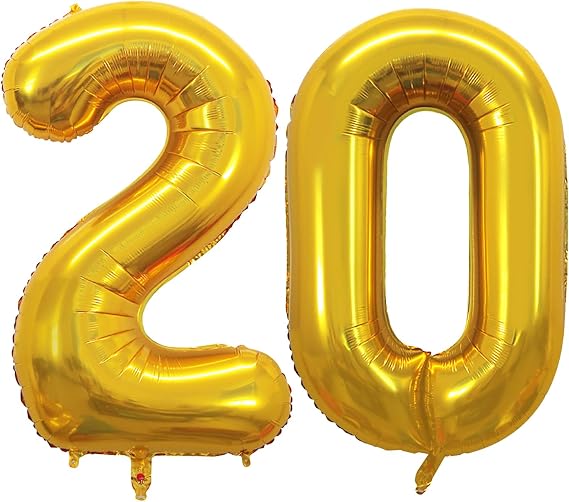 Number 20 Balloons for 20th Birthday Party Decorations,42 Inch Jumbo Foil Helium Balloons for 20th Anniversary (Gold)