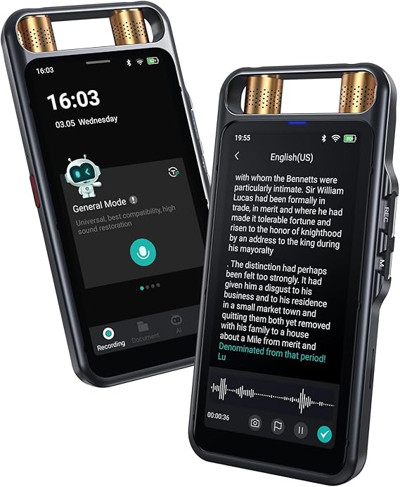 AI Voice Recorder with Playback, Digital Voice Recorder with Transcription to Text, Summary, Translation, Full Touchscreen Recorder Device for Meetings, Lectures, Interviews with 80GB Memory