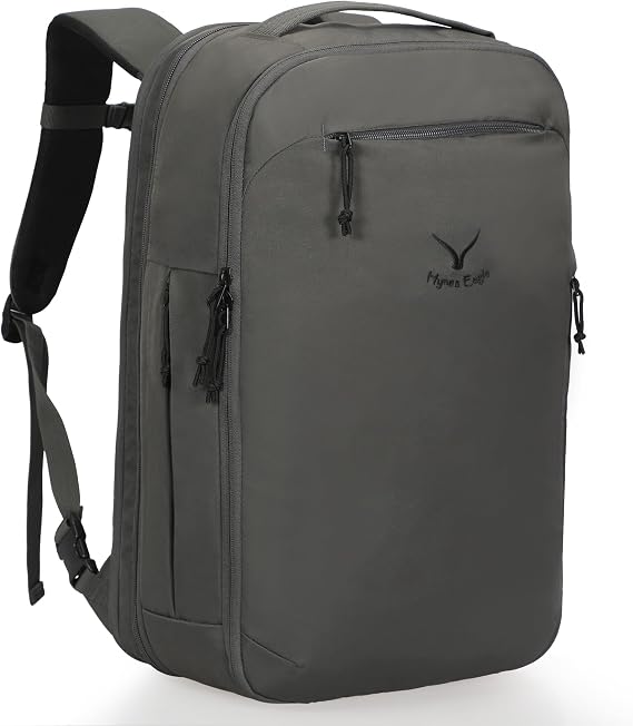 Hynes Eagle TSA Friendly Travel Backpack for Men Women Carry on Backpack 40L Flight Approved Laptop Backpack for 17 inches Compressible Weekender Bag Overnight Backpack Dark Grey