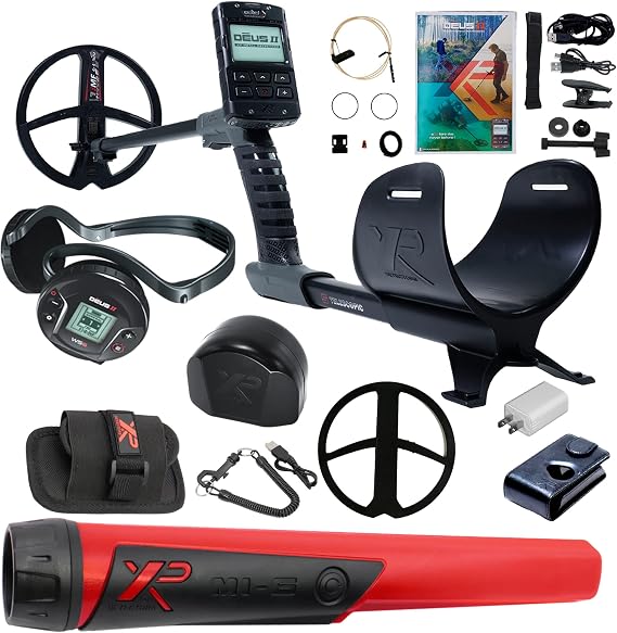 XP Metal Detectors XP Deus II Fast Multi Frequency Metal Detector with 9 FMF Search Coil and MI-6 Black