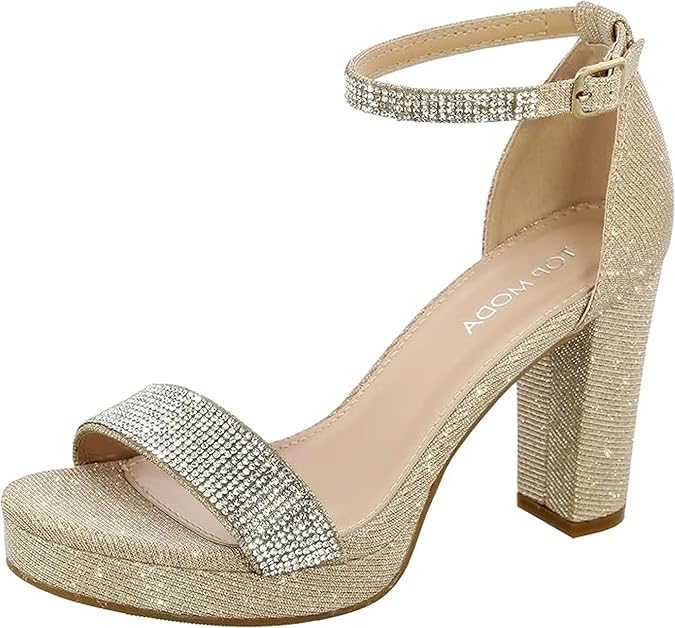 TOP Moda Women Rhinestone Platform High Heel Open Toe Dress Sandal Over The Toe Strap, Silver