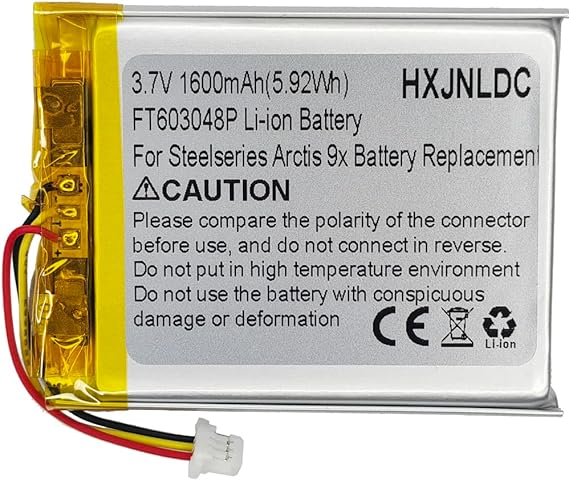 DC 3.7V 1600mAh FT603048P Rechargeable Polymer Lithium Battery for Steelseries Arctis 9X Wireless Gaming Headset Battery Replacement