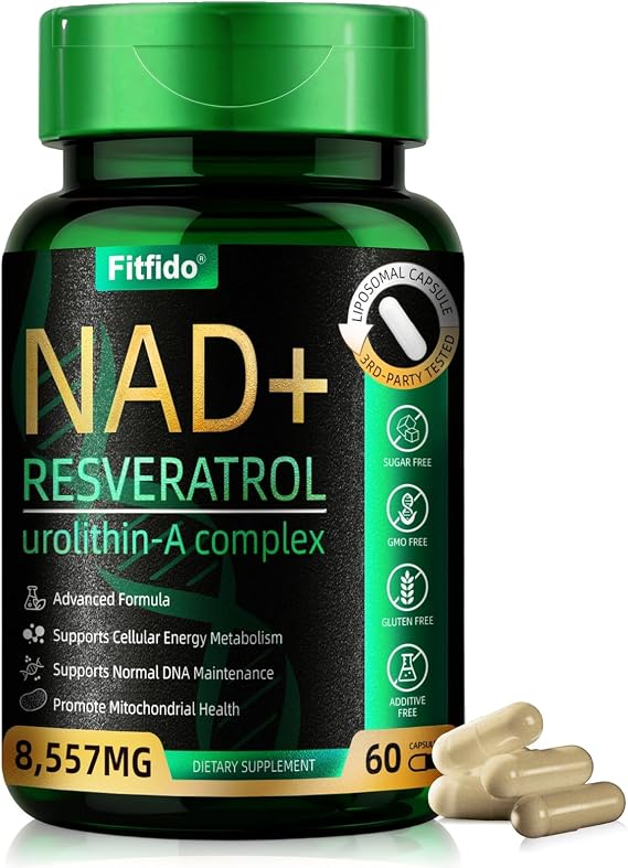 Liposomal NAD+ Resveratrol 400mg with Urolithin A, 60 Capsules