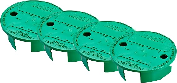 Underhill Sprinkler Valve Round Box Lid, VersaLid 6 Inch to 7 Inch Universal Cover for Automatic Irrigation System, Green, VL-6-4, 4 Pack