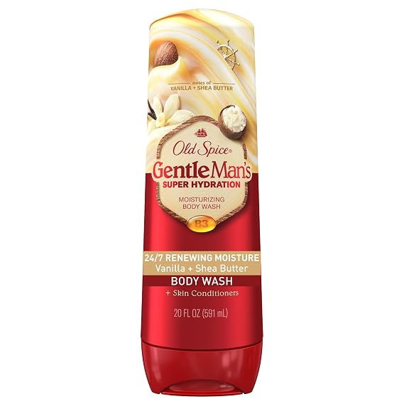 Old Spice Body Wash GentleMans Super Hydration for Men, 24/7 Renewing Moisture, Gentle on Skin with Skin Conditioners, Vanilla + Shea Butter Scent, 20 oz