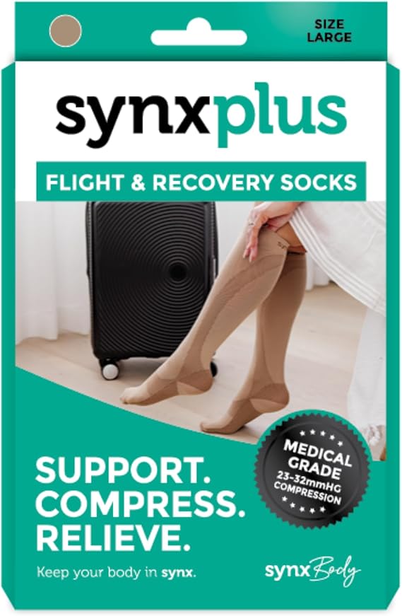 Flight Compression Socks for Women & Men (Class 2) - These Flight Socks Help Prevent Deep Vein Thrombosis (DVT) During and After Flight (Black)
