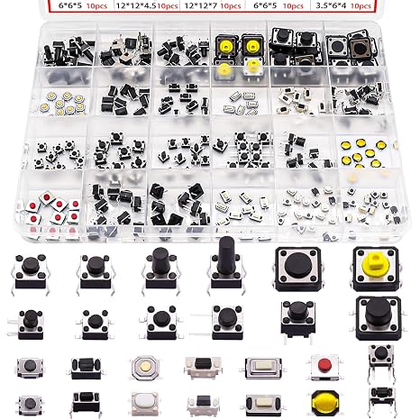 TWTADE 160PCS Momentary Tactile Touch Micro Push Button Switch tact 6x6x5mm Tactile Switch kit(Each Color 20PCS) + 260pcs Micro Momentary Tact Switch Tactile Push Button Switch