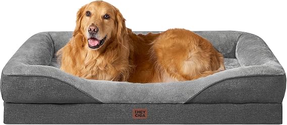 EHEYCIGA Memory Foam XXL Dog Bed for Giant Dogs, 122x89x19cm, Dark Grey