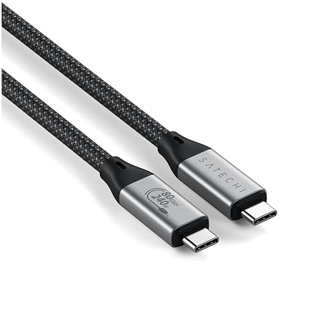 Satechi USB4 V2 Pro Cable, 240W Charging, Up to 120Gbps Data Transfer | 1.2 m/3.9 ft length, up to 120 Gbps data transfer, 8K display support, Thunderbolt 5/4/3 compatible, for MacBook, Windows