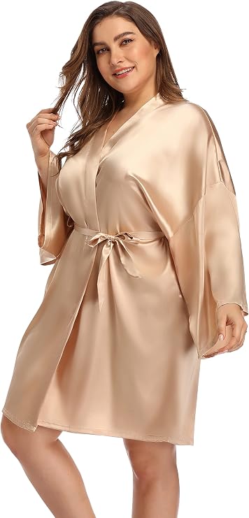 Women's Plus Size Satin Robes Short Dressing Gown Party Robes