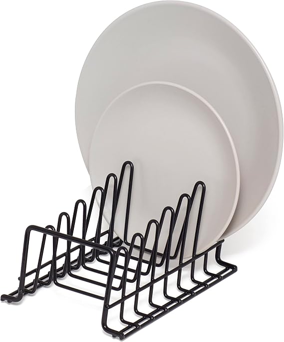 simplywire - Plate/Baking Tray/Pan Lid Rack - Small - Black | Kitchen Cupboard Storage Organiser - Plastic Coated Steel