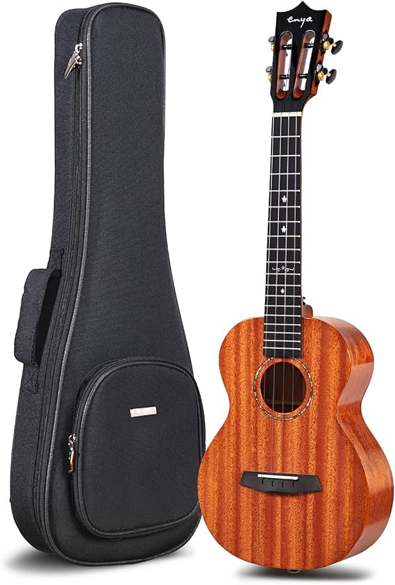 Enya EUC-MAD 23 Inch Solid Mahogany Concert Ukulele, Natural | Solid Mahogany Body, Gloss Finish, Includes Gig Bag, Beginner Ukulele Kit for Adults, Students, Lessons, Practice, Practice