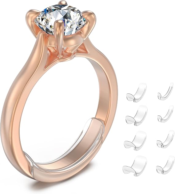 Likimar Ring Size Adjuster for Loose Rings - 8 Sizes of Clip-on Spacers