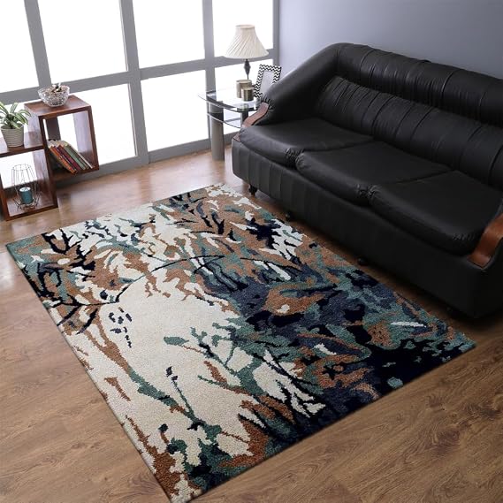 Rugsotic Carpets Hand Knotted Silk 8'x10' Area Rug Abstract Multicolor NS0817