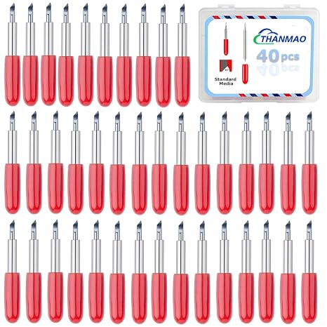 THANMAO 40 Pcs Standard Replacement Blades Compatible with Explore Air 2/Air 3/Explore 4/Maker/Maker 3/Maker 4 Cutting Machines (Red 45 Degree Standard Fine Point Blades)
