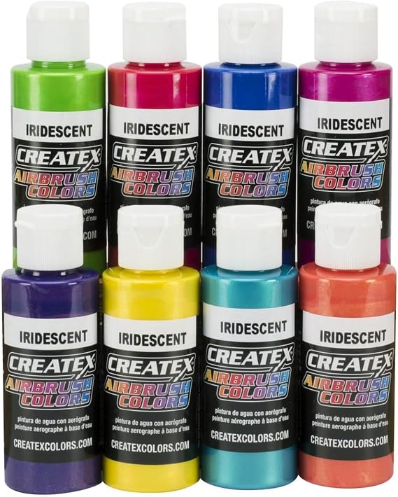 Createx Iridescent 8 Airbrush Paint Colors Set 2 Oz Bottles