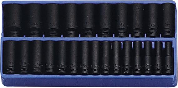 Genius Tools 24 Piece 1/2" Dr. 6-Point Metric Deep Impact Socket Set 8mm-36mm (CR-Mo) - DI-424M (Old Part # DI-425M)
