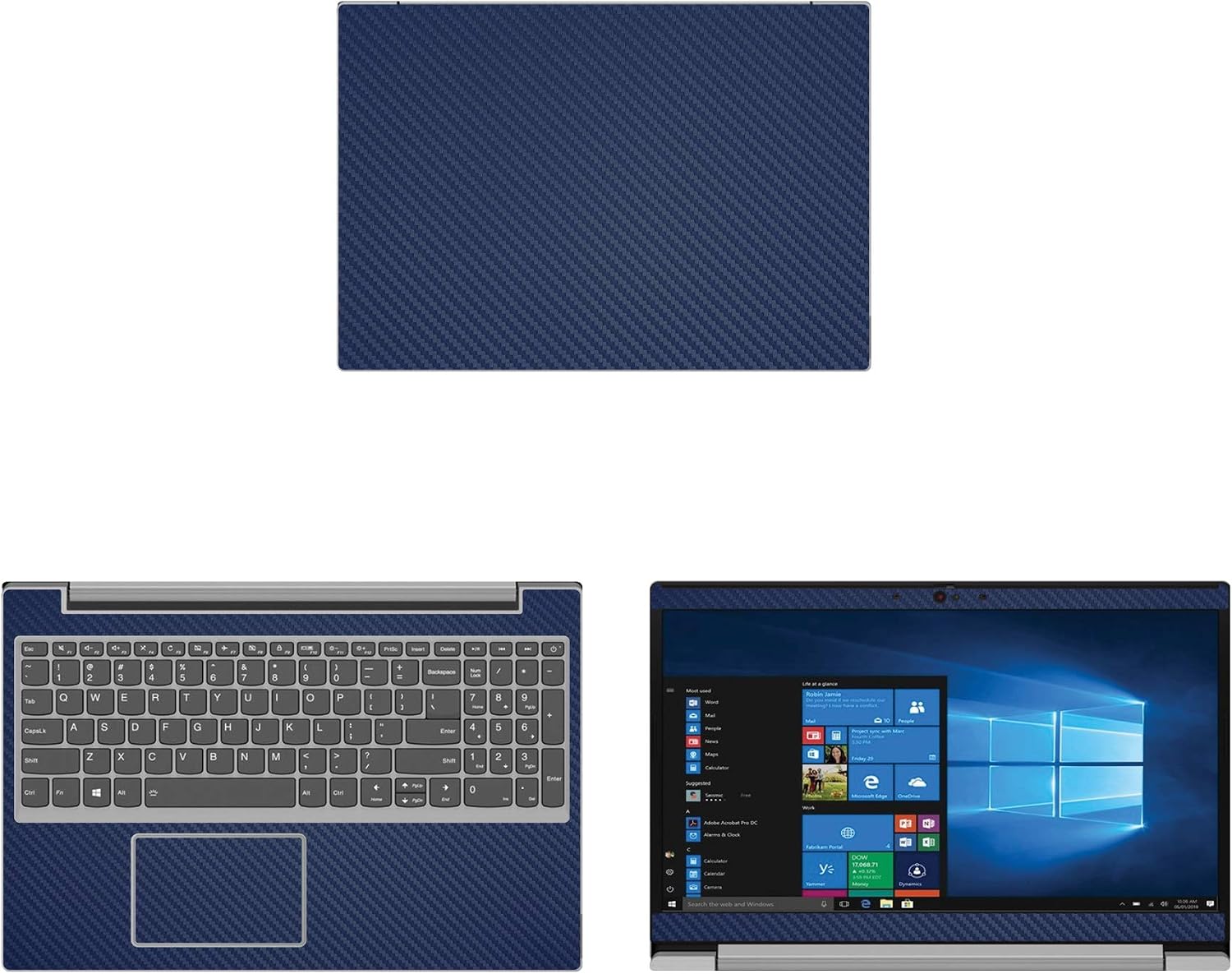 Decalrus - Protective Decal for Lenovo IdeaPad L340 15.6 Screen Laptop Blue Carbon Fiber Skin case Cover wrap CFlenovoIdeapad15_L340Blue