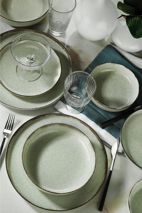 Kütahya Porselen Pearl Moderna 24 Parça 6 Kişilik Yemek Seti Yeşil