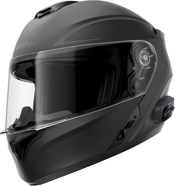 Sena Outrush R Bluetooth Modular Motorcycle Helmet with Intercom System (Matte Black, Large)