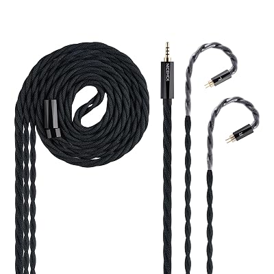 NICEHCK MeetEva IEM Cable, Silver Plated Copper Alloy Earbuds Upgrade Cords, Silver Plated OFC in Ear Monitor Cables for Audiophile Musician Replacement Cord 2.5mm with 0.78 2Pin