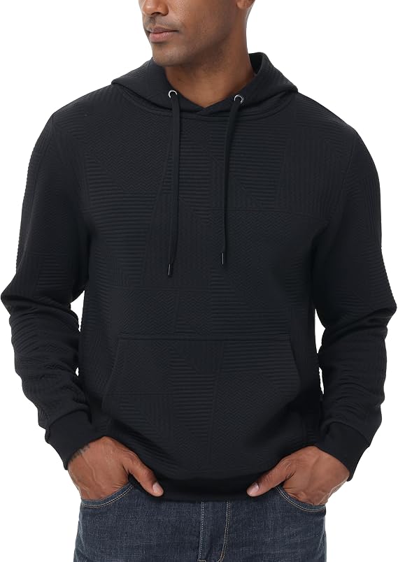Satankud Men's Fashion Hoodies & Sweatshirts Geometric Texture Long Sleeve Casual Pullover Hoodie with Pocket