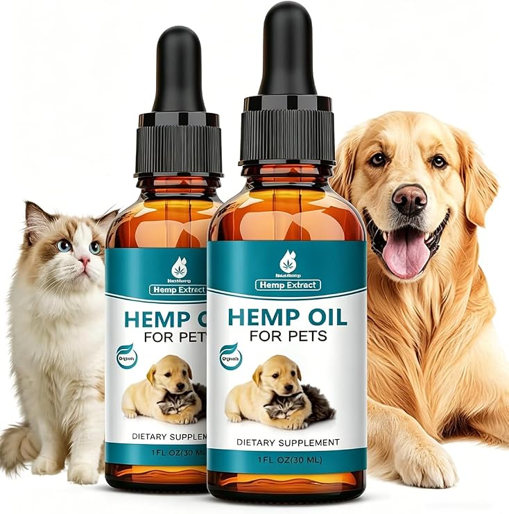 Pet m Oil for Dogs and Cats 2 Packs, Organic Oil for Anxity Strss Pin Holistic Inflammation Rlief - m Calming Drops for Joint Hip Arthritis, Organic Pets Treats