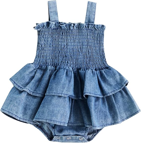 Baby Girls Summer Denim Romper Clothes Dress Newborn Sunsuit 3 6 9 12 18 Months One-Piece Jumpsuits Outfits