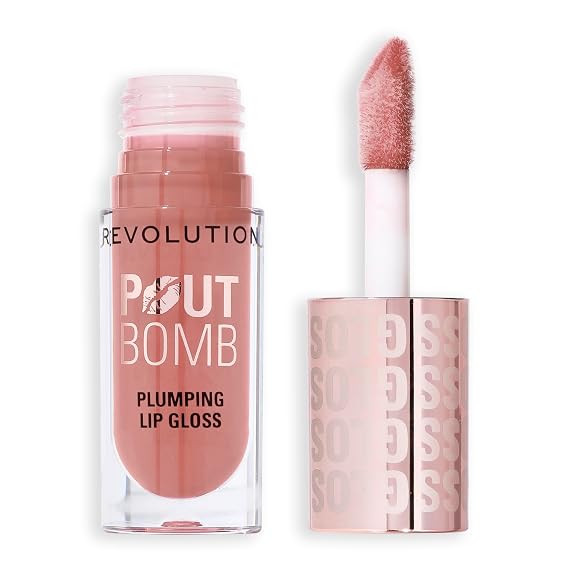 Revolution Pout Bomb Plumping Lip Gloss, Candy Pink Nude