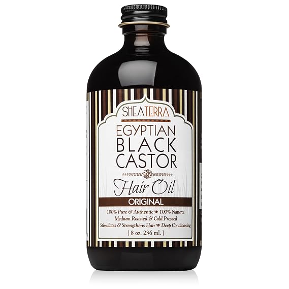 Shea Terra Organics Egyptian Black Castor Oil for Hair Growth - Original | All Natural Hair Treatment - 8 Oz