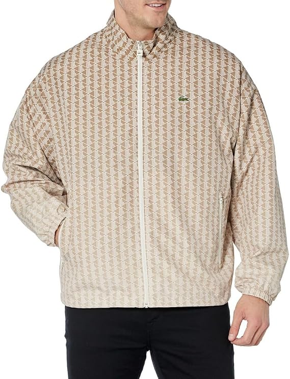Lacoste Men's Long Sleeve Aop L Full Zip Hoodless Blouson Jacket W/Arm Stripes