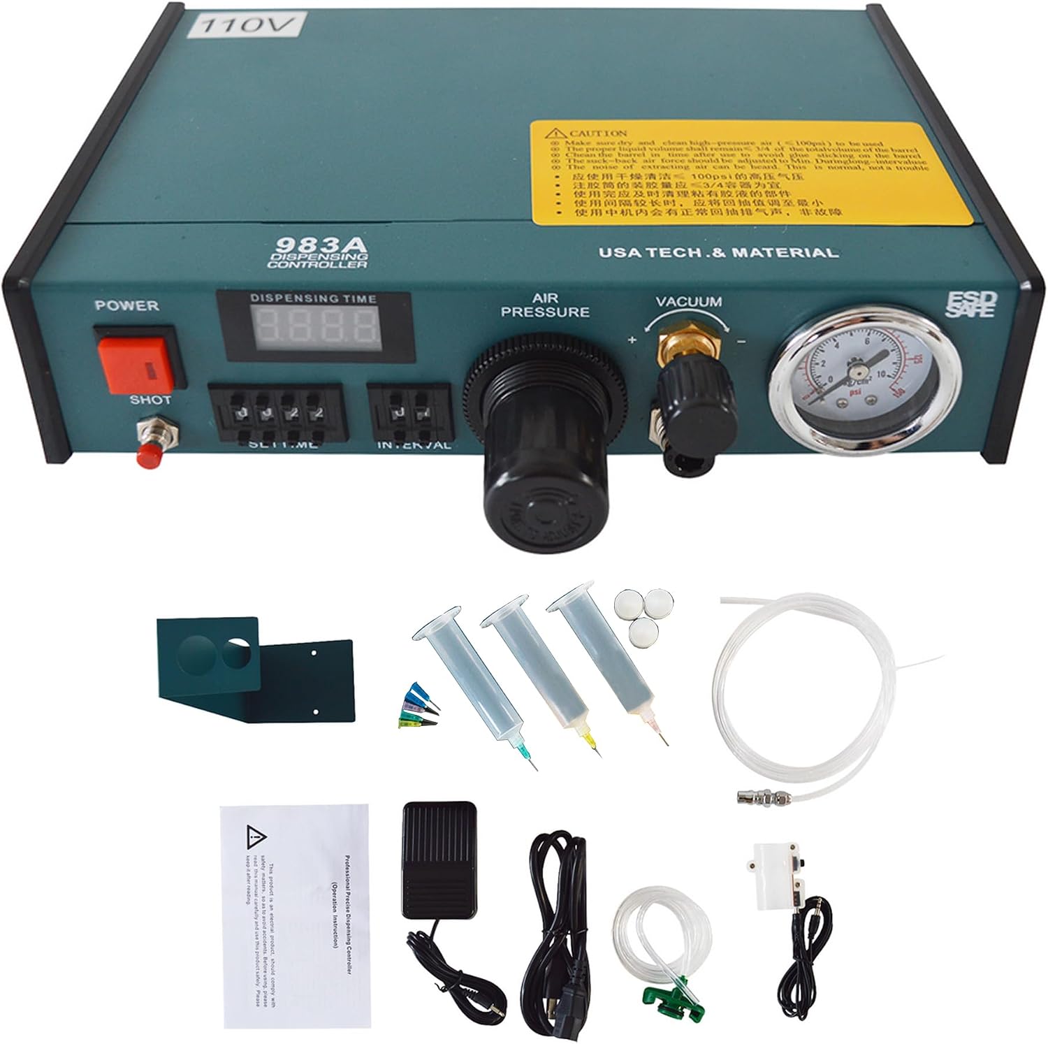 INTSUPERMAI Semi-Automatic Glue Dispenser 983A Glue Dispenser Digital Display Dispenser Automatic Dispenser Glue Dispenser for Electronic Component 110V