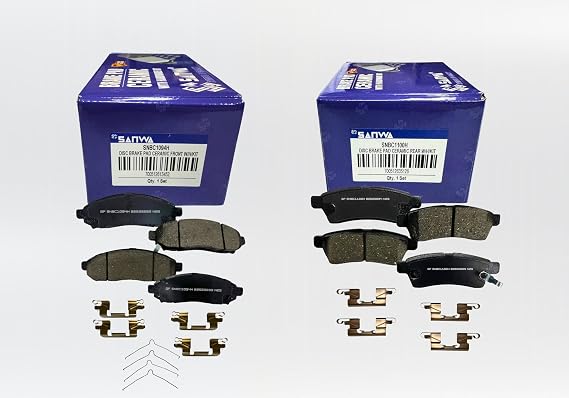 Sanwa Front & Rear Ceramic Brake Pads W/Hardware Kit Compatible with Nissan Frontier Xterra Equator 2005-2019 4.0L [1094 1100]