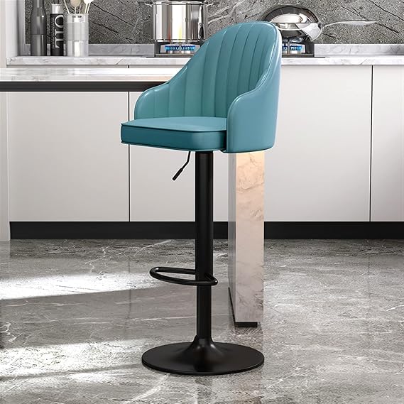Barstools with Back Set of 2 Adjustable Swivel Island Chairs Counter Height Bar Stools, PU Leather Black Metal Legs Kitchen Island Stools, Suitable, for Home Bars, Bistros, Restaurants (Azu