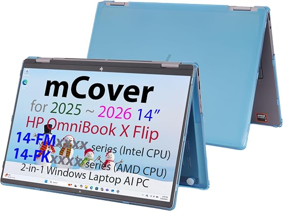 mCover Hard Case ONLY Compatible for 2025+ 14" HP OmniBook X Flip 14-FMx 14-FKx 2-in-1 (with 360 Hinge) Windows Laptop (NOT Fitting Any Other HP Models)- Aqua