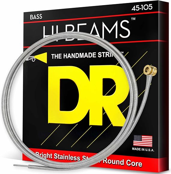 DR Strings - Hi-Beams - Bass Guitar Strings 4-String Set - Medium 45-105 - Stainless Steel Round Core - Bass Guitar Accessories (MR-45)