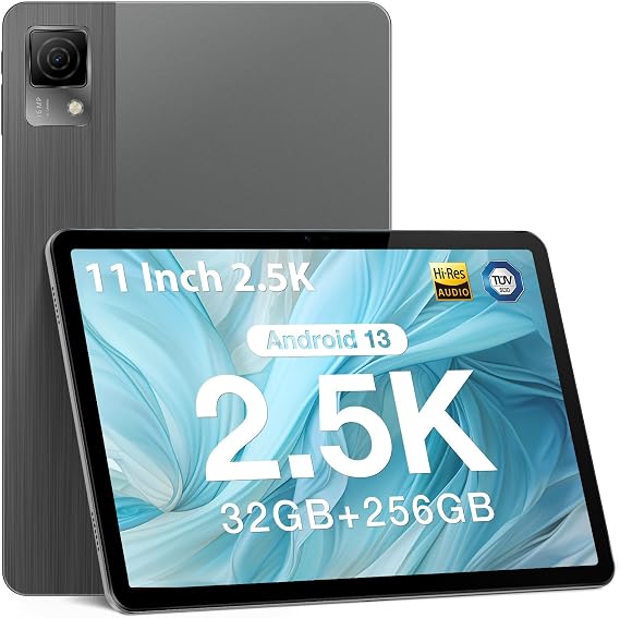 T30 Ultra Tablet 11 Inch Helio G99 Octa-Core 2.2GHz Tablet 32(12+20) GB RAM 256GB ROM (TF 2TB) 8580mAh/18W 2.5K Display 16+8MP & TÜV & 2.4G/5G WiFi Widevine L1 Android 13 Grau