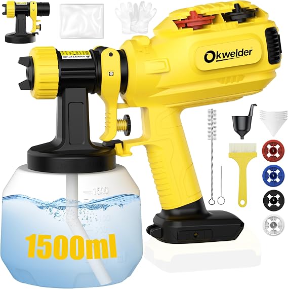 Cordless Paint Sprayer, Electric Spray Paint Gun with 1500ml Container