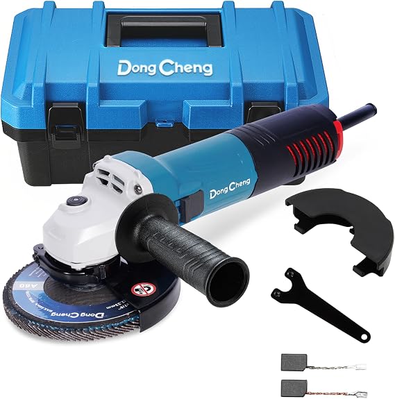Dong Cheng Angle Grinder 115mm 800W, 11,800 RPM with Storage Hard Case & 2X Quick-Change Guard, Professional for Cutting, Grinding, Polishing & Rust Remove