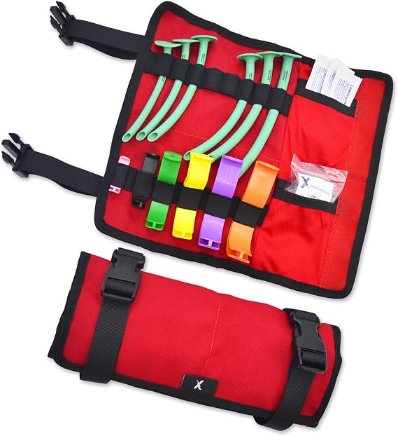 Lightning X Products Oral & Nasal Airway Roll Kit - Berman OPA, NPA, CPR Mask and Gear Bag for EMT Trauma First Aid Medic Kits