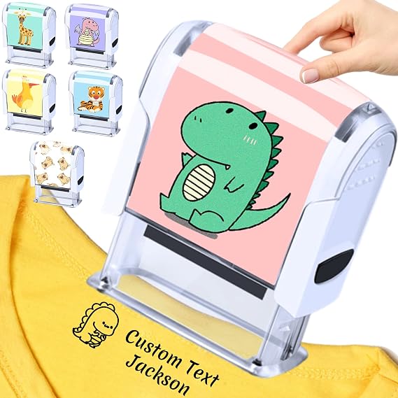 Name Stamp for Clothing Kids Custom Name Stamp Personalized for Kids Clothes Waterproof Permanent, 6 Sticker Patterns
