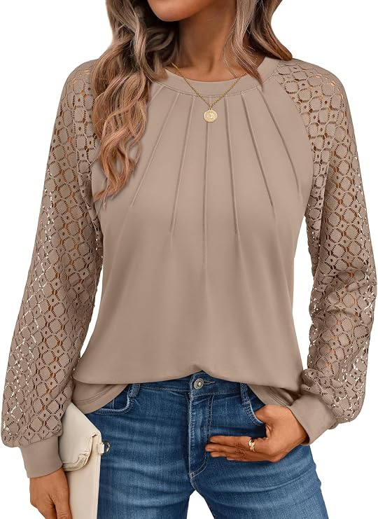 AUTOMET Womens Long Sleeve Shirts Lace Tops 2026 Fall Outfit Casual Blouse