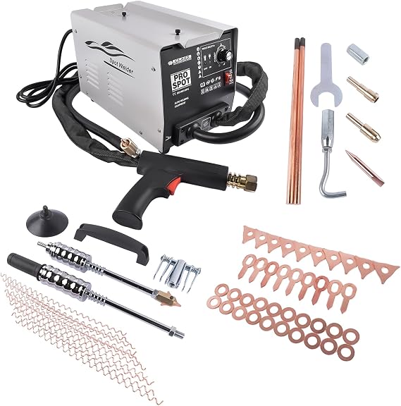 90E Stud Welder Dent Repair Kit, 110V 3000W 3800A Pro Spot Dent Puller Welder, 7 Welding Modes, Auto Car Body Dent Puller Repair Machine