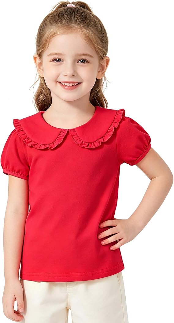 Magic Park 1-14Y Toddler Peter Pan Collar T-Shirt Girl Cotton Blouse